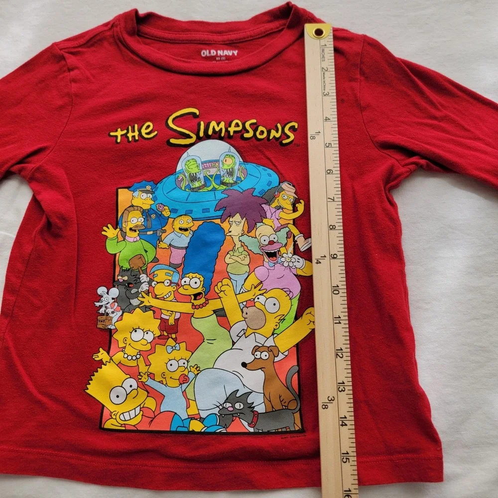 Old Navy Kids The Simpsons Graphic Long Sleeve T-Shirt Red Size XS 5 Cast Print